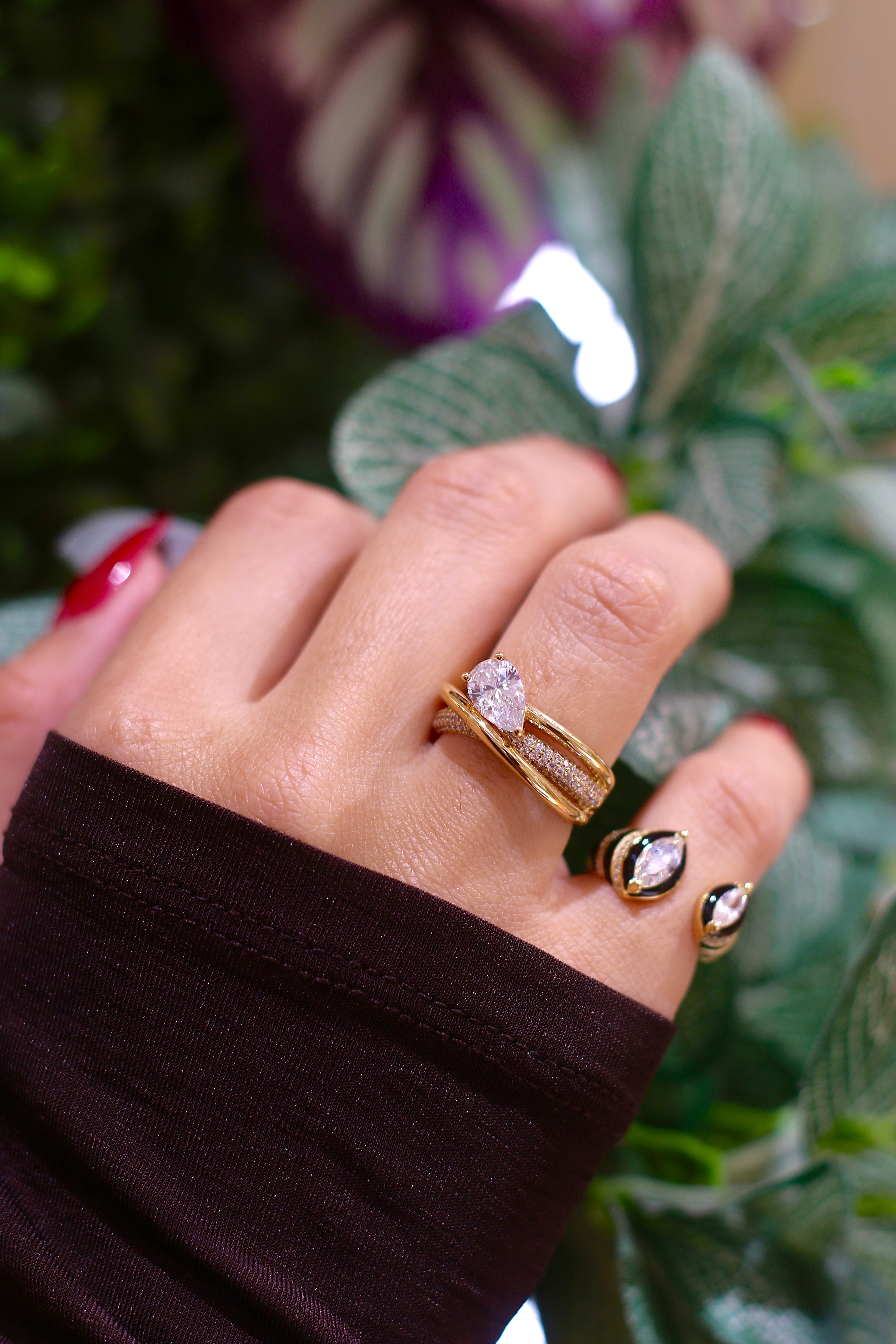 Bague triple alliance poire
