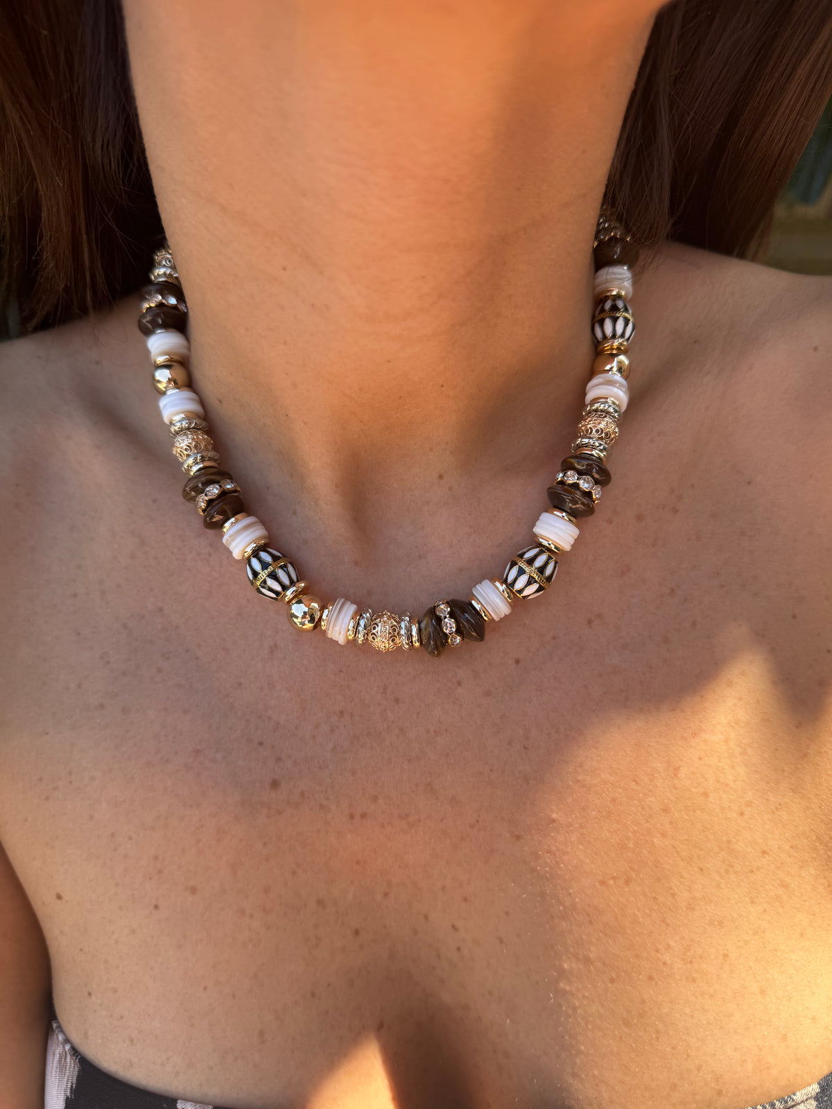 Collier destroy perle marron 🤎