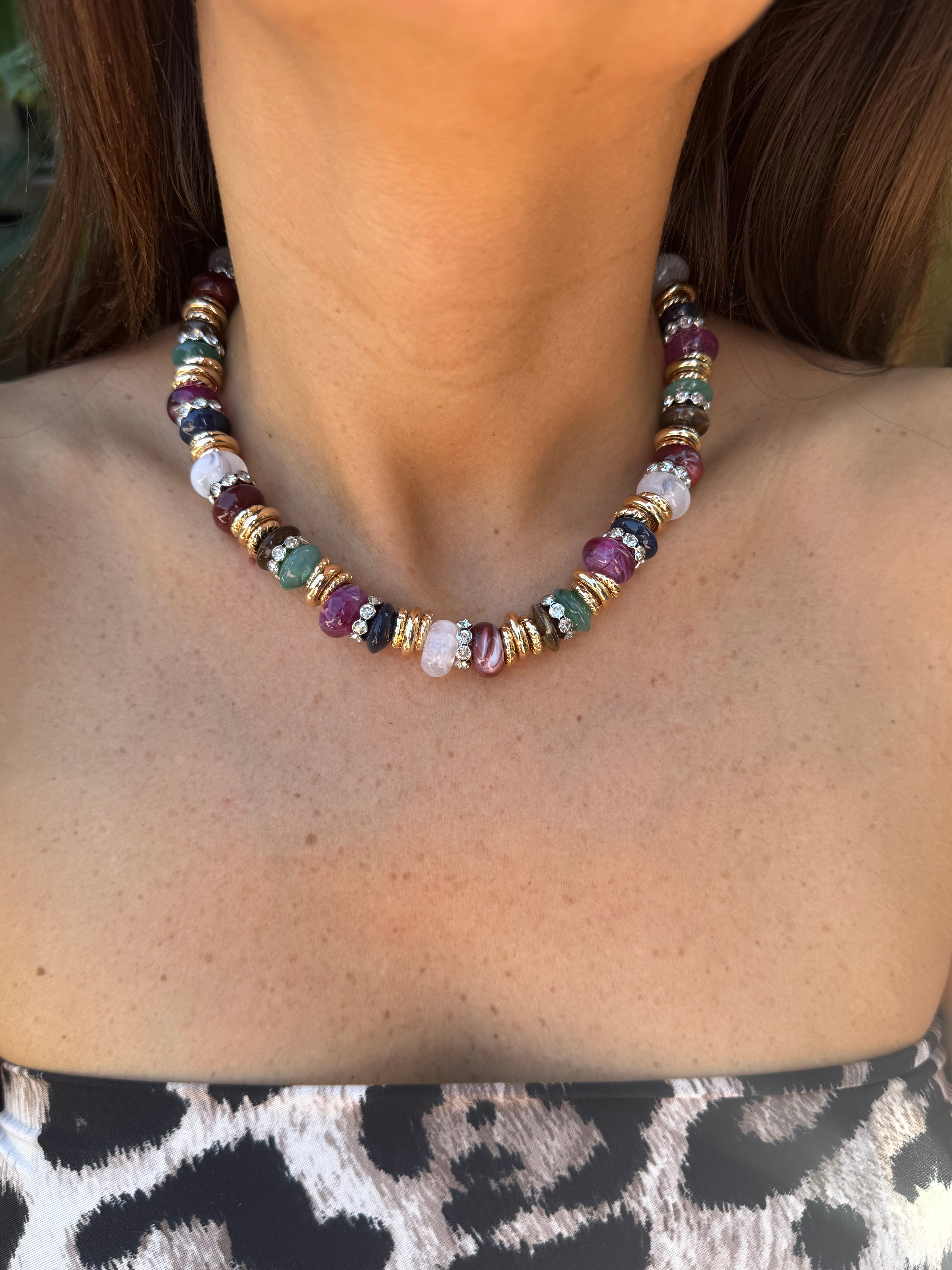 Collier perles couleurs 🤍💜🤎🧡