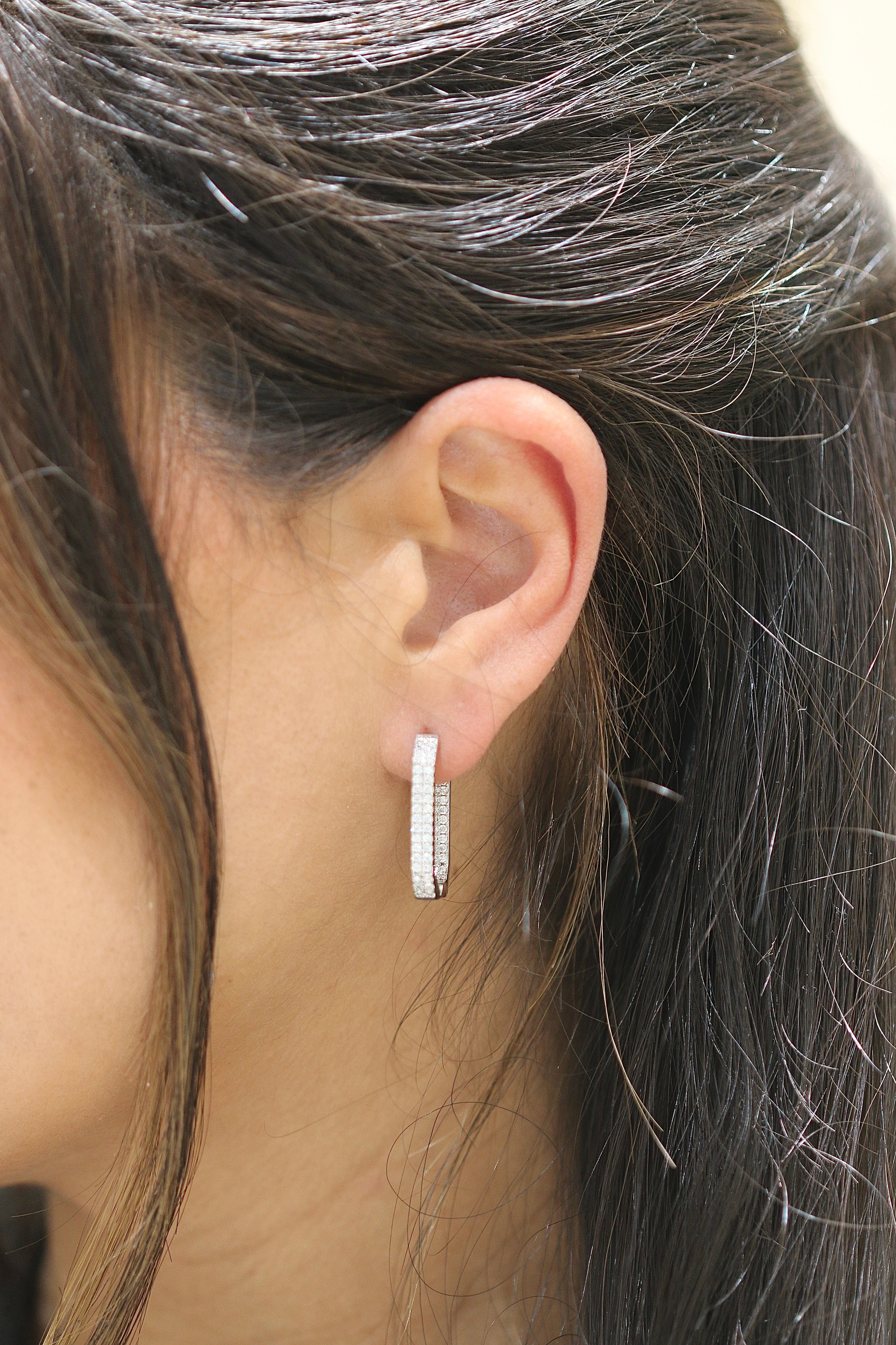 Boucles d’oreilles créoles rectangulaire
