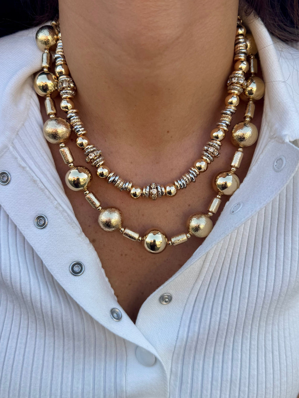 Collier grosse boules dorée
