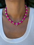 Collier marquise rose fushia