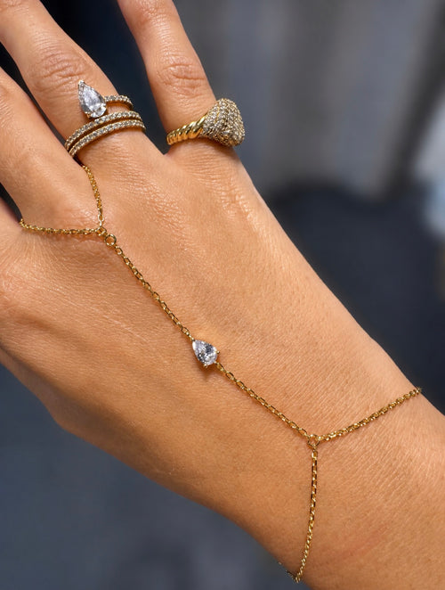 Bague chaîne de main poire