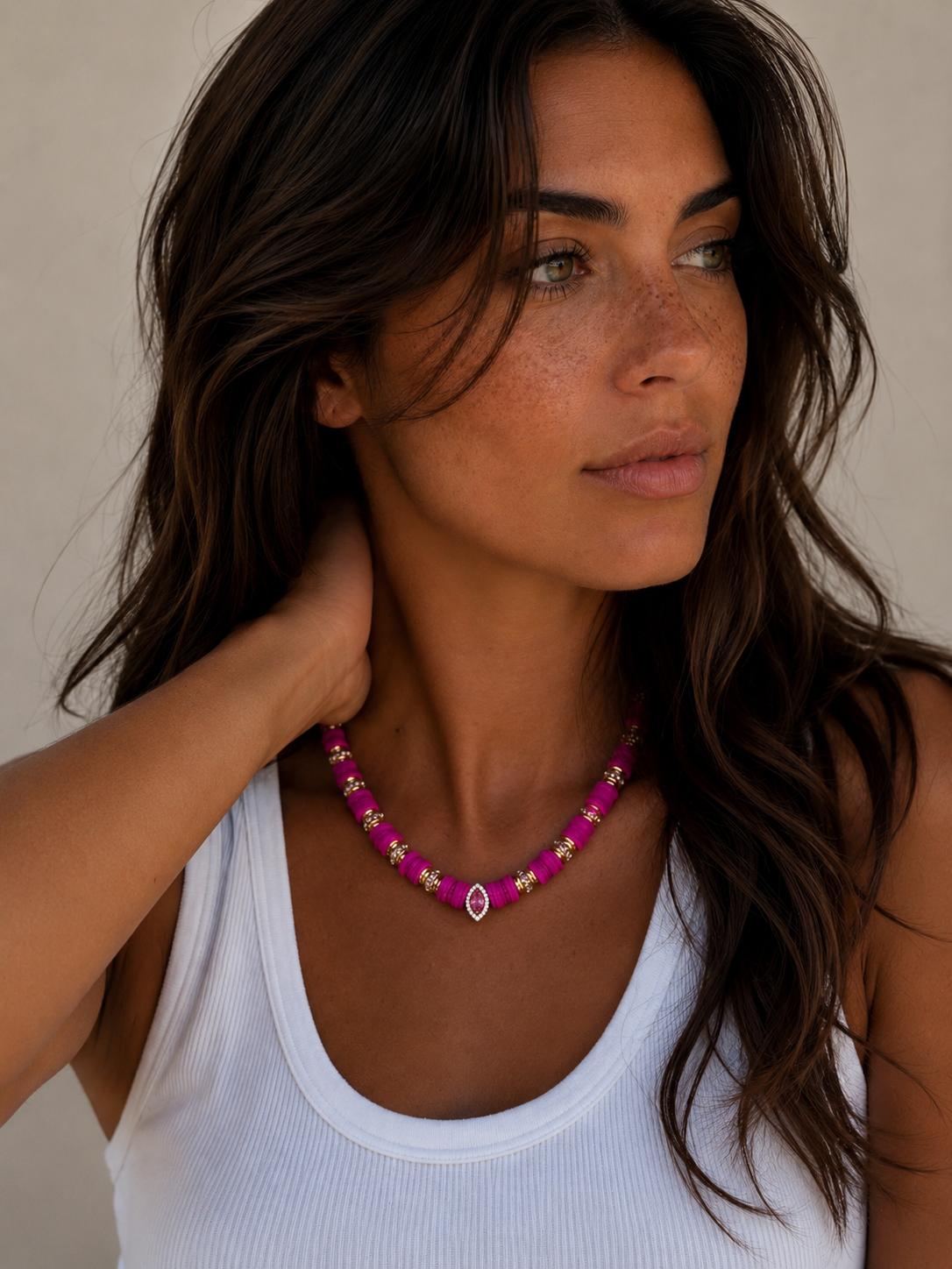Collier marquise rose fushia
