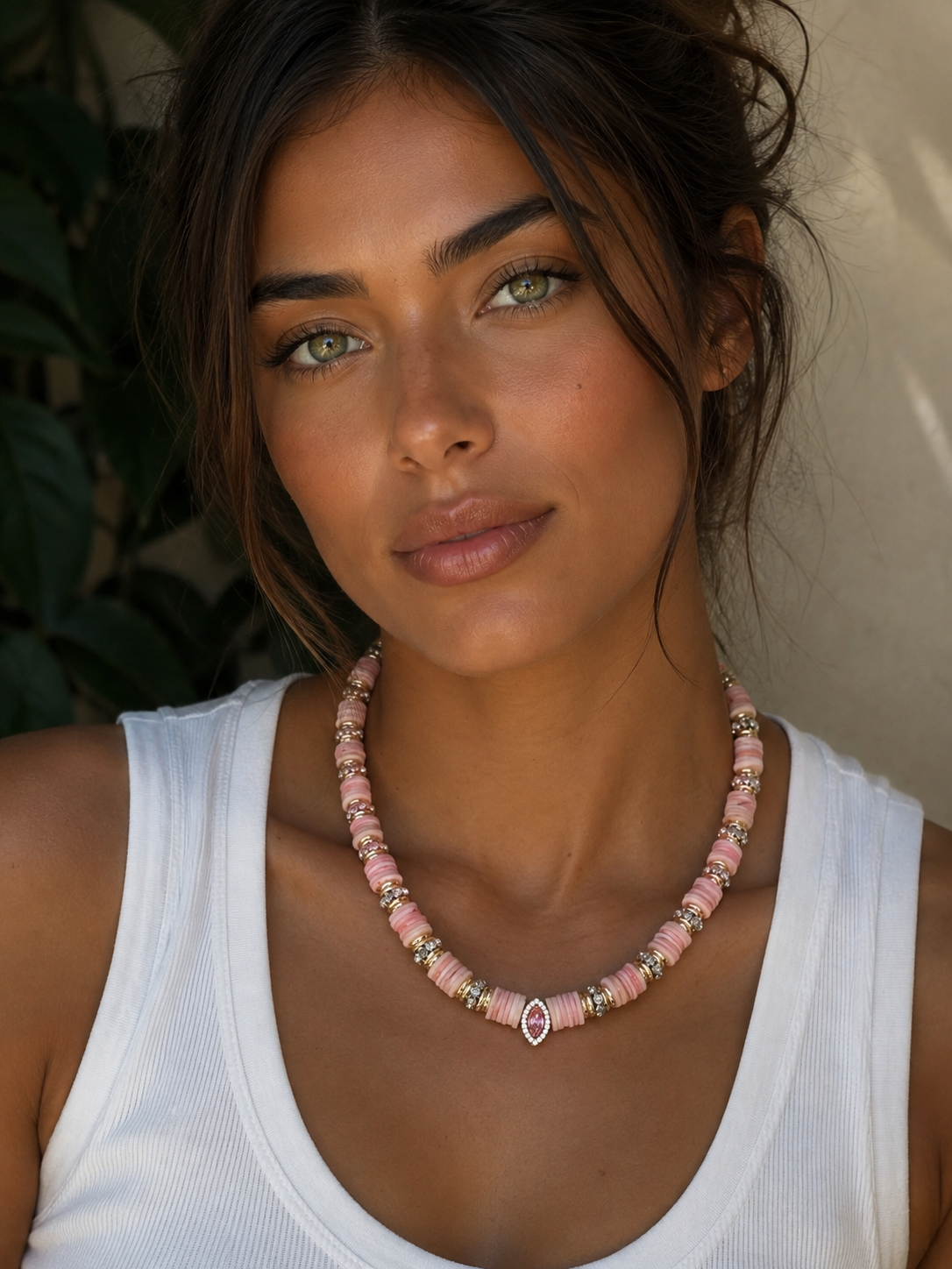Collier marquise rose bonbon