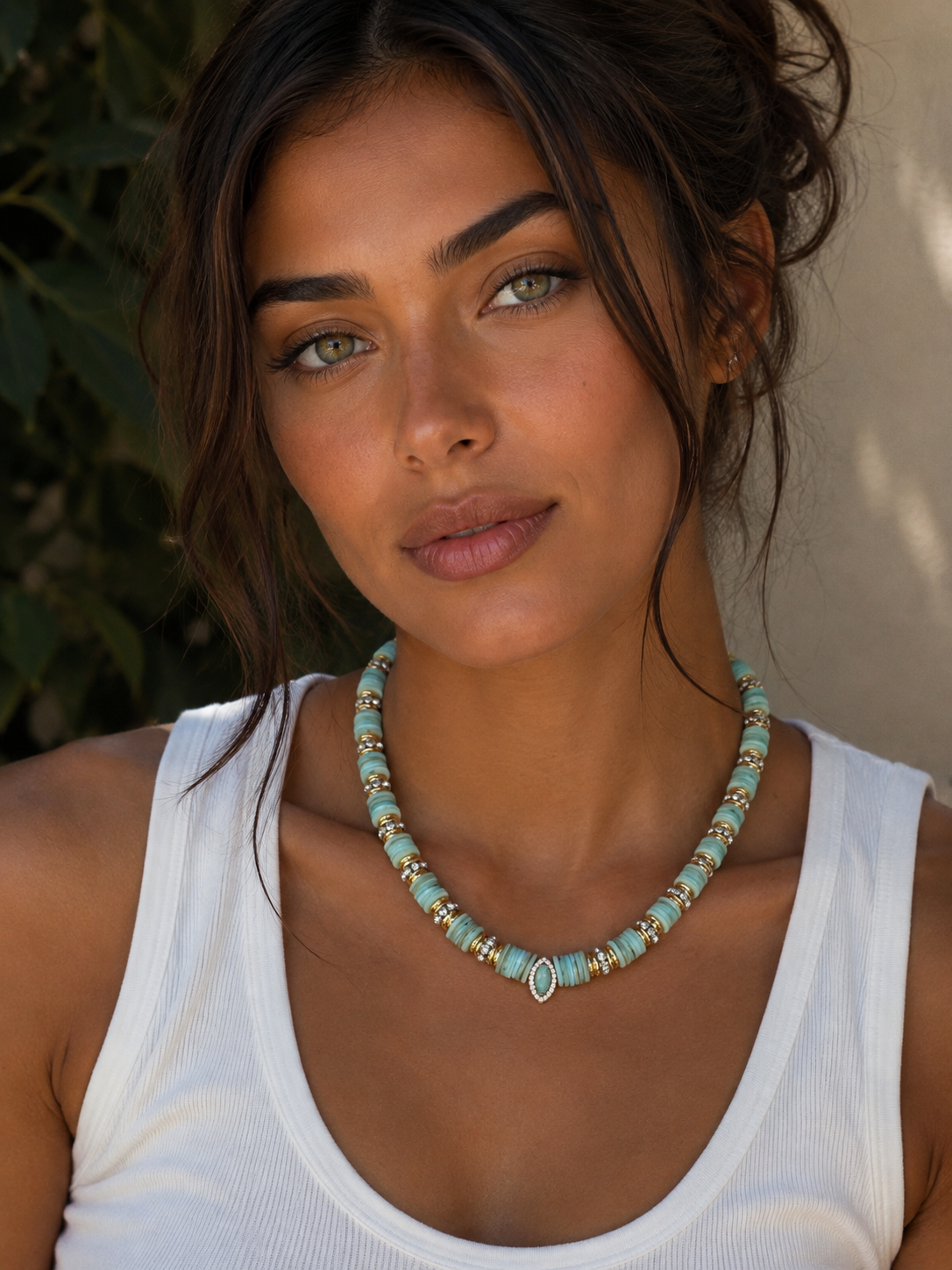Collier Perle avec Marquise Bleu