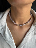 Collier perles violet avec boule zirconium