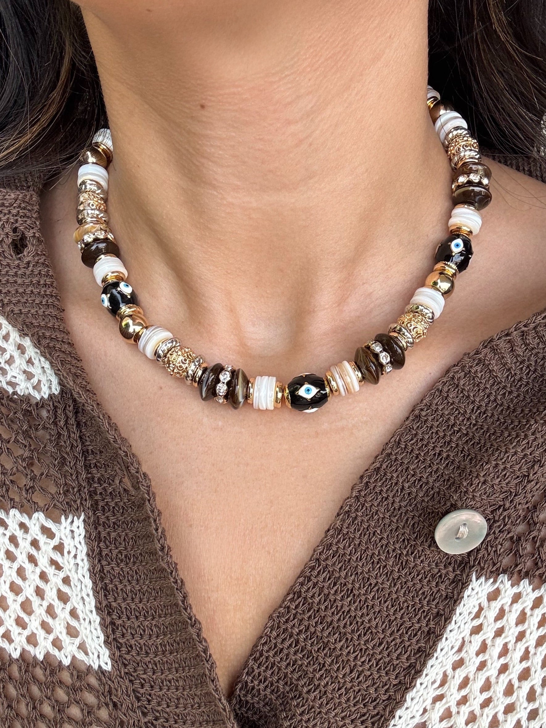 Collier Destroy œil marron